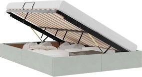 vidaXL Pat cu storage cu headboard Gri deschis 140 x 200 cm Catifea