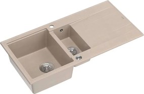 Chiuveta compozit incastrata Quadron Unique Evan 156 bej - inox 100x50 cm