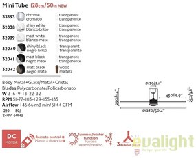 Ventilator de tavan modern cu telecomanda MINI TUBE FAN ab lucios/transparent 32038