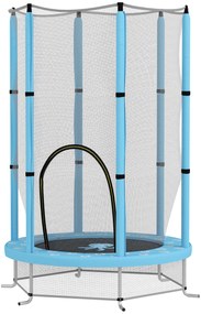 AIYAPLAY Trampolină pentru copii Ø140 cm, trampolină exterioară pentru copii 3-6 ani cu plasă de siguranță ușă cu fermoar bleu clair | Aosom Romania