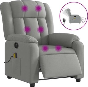 vidaXL Fotoliu electric de masaj rabatabil, gri deschis, microfibră