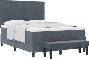 vidaXL Pat cu arcuri cu saltea Gri închis 140 x 200 cm Catifea
