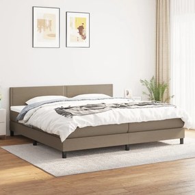 3140005 vidaXL Pat box spring cu saltea, gri taupe, 200x200 cm, textil