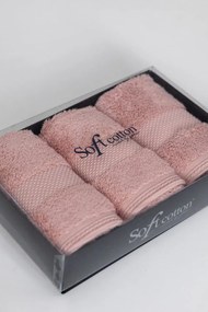 Set cadou prosoape mici DELUXE, 3 buc Roz pal / Dusty rose