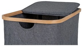 Coș de rufe Noto, bambus, textil, gri închis, 54x33x54 cm