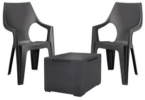 Set de mobilier de grădină Dante Balcony cu spătar înalt și masă Vigo, grafit