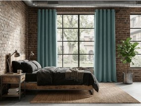Draperie opaca DREAM VELVET 140x250 cm, verde-albastru Agatat: Inele metalice