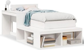 vidaXL Cadru de pat fără saltea, alb, 75x190 cm, lemn masiv de pin