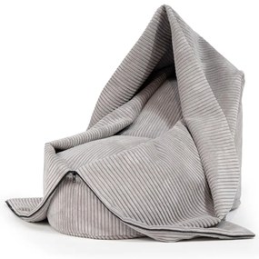 Fotoliu puf pentru copii crem cu tapițerie din catifea reiată Cocoon 100 – SLOWDOWN