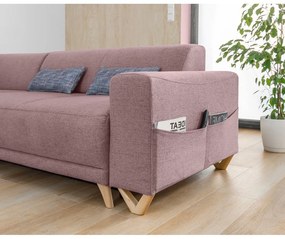 Colțar roz extensibil/cu spațiu de depozitare (cu colț pe partea stângă/în formă de ”L”) Classy Sophie – Miuform