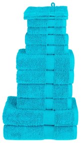 vidaXL Set de prosoape premium SOLUND, 12 piese, turcoaz, 600 g/m²