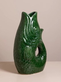 Vas decorativ din ceramică glazurată verde, "Fish"