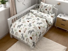 Set de lenjerie de pat din microfibra pentru patut cu cearsaf JUNGARI, crem