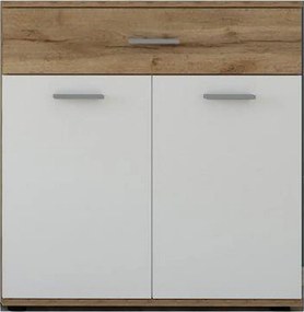 Comoda IRIA E, stejar wotan/alb/crom, PAL melaminat, 80x35x84 cm