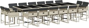 vidaXL Set mobilier de grădină cu perne 17 piese gri deschis poliratan