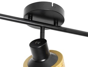 Spotlight industrial negru cu auriu 3 lumini - Kayden