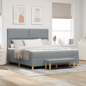 vidaXL Pat cu arc cu saltea și bancă gri deschis 180x200 cm Țesătură