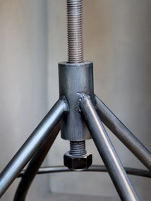 Taburet pivotant din lemn și metal, finisaj natur și negru antichizat, Factory