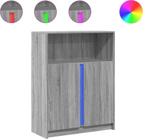 vidaXL Dulap cu LED, gri sonoma, 77x34x100 cm, lemn prelucrat