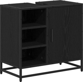 vidaXL Dulap de Baie cu ușă Stejar Negru 65 x 33 x 60 cm Lemn compozit