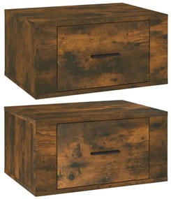 816851 vidaXL Noptiere de perete, 2 buc., stejar fumuriu, 50x36x25 cm