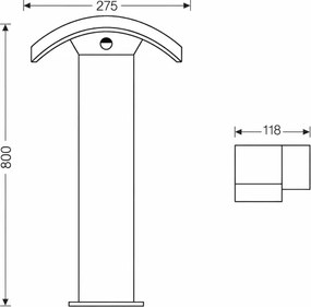 Lampă LED de exterior cu senzor ARCELO LED/9W/230V 80 cm IP54