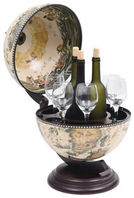 Bar tip glob pamantesc suport sticle vin, alb, eucalipt Alb si maro, 1
