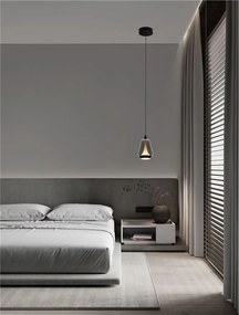 Pendul LED modern, Metal, Sticla, Fumuriu, ALISH