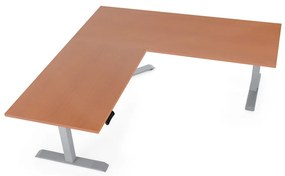 Masa inaltime reglabila OfficeTech Angle, 180 x 200 cm, bază gri, cireașă
