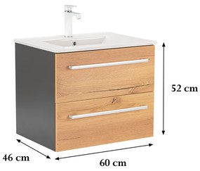 Dulap inferior Vario Clam 60 cu lavoar antracit-stejar