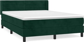 vidaXL Pat box spring cu saltea, verde închis, 140x200 cm, catifea
