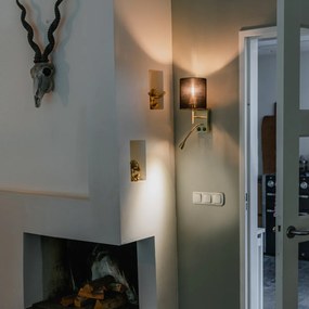 Aplică Art Deco neagră cu abajur din bumbac negru - Stacca