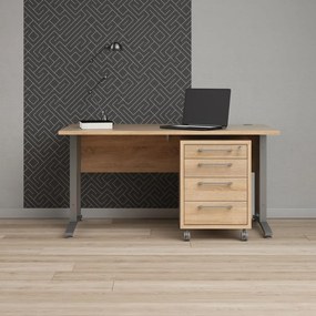 Masă de birou Modulo 150 x 80 cm + container, stejar sonoma / gri