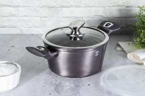 Oala marmorata cu capac 24 cm Carbon Pro Berlinger Haus BH 6893