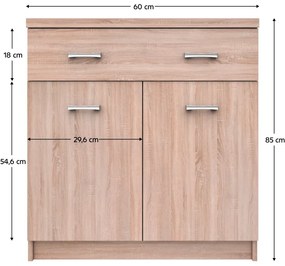 Dulap TOPTY 2D1S/60 tip 42, stejar Sonoma