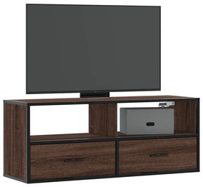 848933 vidaXL Dulap TV, stejar maro, 100x31x39,5 cm, lemn prelucrat și metal