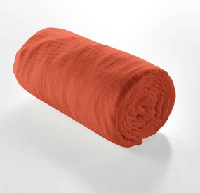 Cearceaf cărămiziu din muselină cu elastic 160x200 cm Angelia – douceur d'intérieur