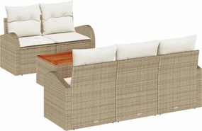 vidaXL Set de canapele pentru grădină 6 pcs Bej și crem poliratan