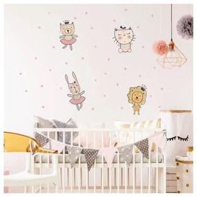 Set autocolante pentru perete Ambiance Scandinavian Animals with Hearts