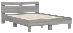 3207453 vidaXL Cadru de pat cu tăblie gri sonoma 120x190 cm lemn prelucrat