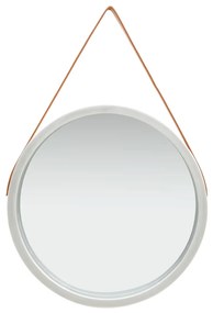 vidaXL Oglindă de perete cu o curea, 60 cm, argintiu