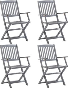 vidaXL Scaune pliabile de exterior, 4 buc., lemn masiv de acacia