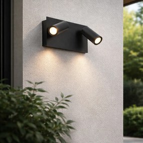 Lampa de perete exterioara moderna neagra cu LED 2 lumini IP54 - Simon