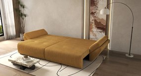 Canapea extensibilă dumonde cu ladă de depozitare si sezut confortabil din spuma high-density, Berlin Zoom Mustar 300x100 cm