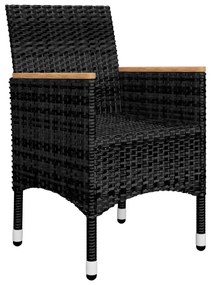 Set mobilier de gradina, 7 piese, negru negru si maro, 7