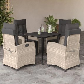 Set mobilier de gradina cu perne, 5 piese gri deschis poliratan