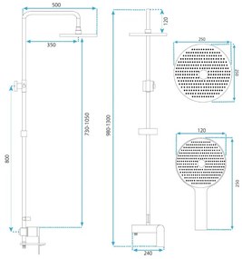 REA-P2400 - Set de duș AVALON cu baterie, finisaj auriu periat
