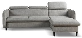 Colțar extensibil NISA, în formă de L, cu spațiu de depozitare, gri, pe partea dreaptă