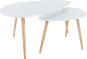 Set 2 masute FOLKO NEW, alb/stejar