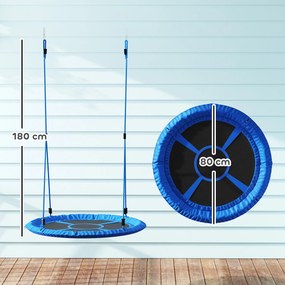 AIYAPLAY Leagăn tip cuib, leagăn pentru 2 copii cu corzi reglabile pe înălțime, șezut rotund Ø 80 cm, albastru | Aosom Romania